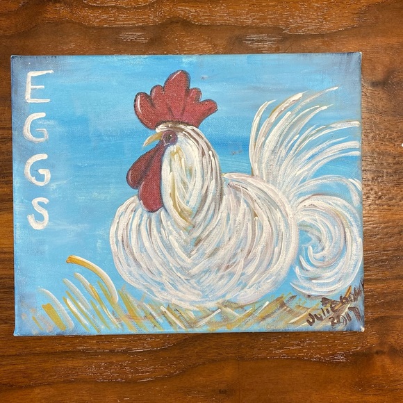 None Other - Chicken painting one of a kind farmhouse decor